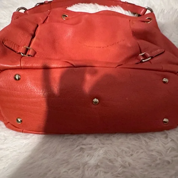 MCM Orange Leather Hobo Bag with Gold Details - Picture 11 of 16